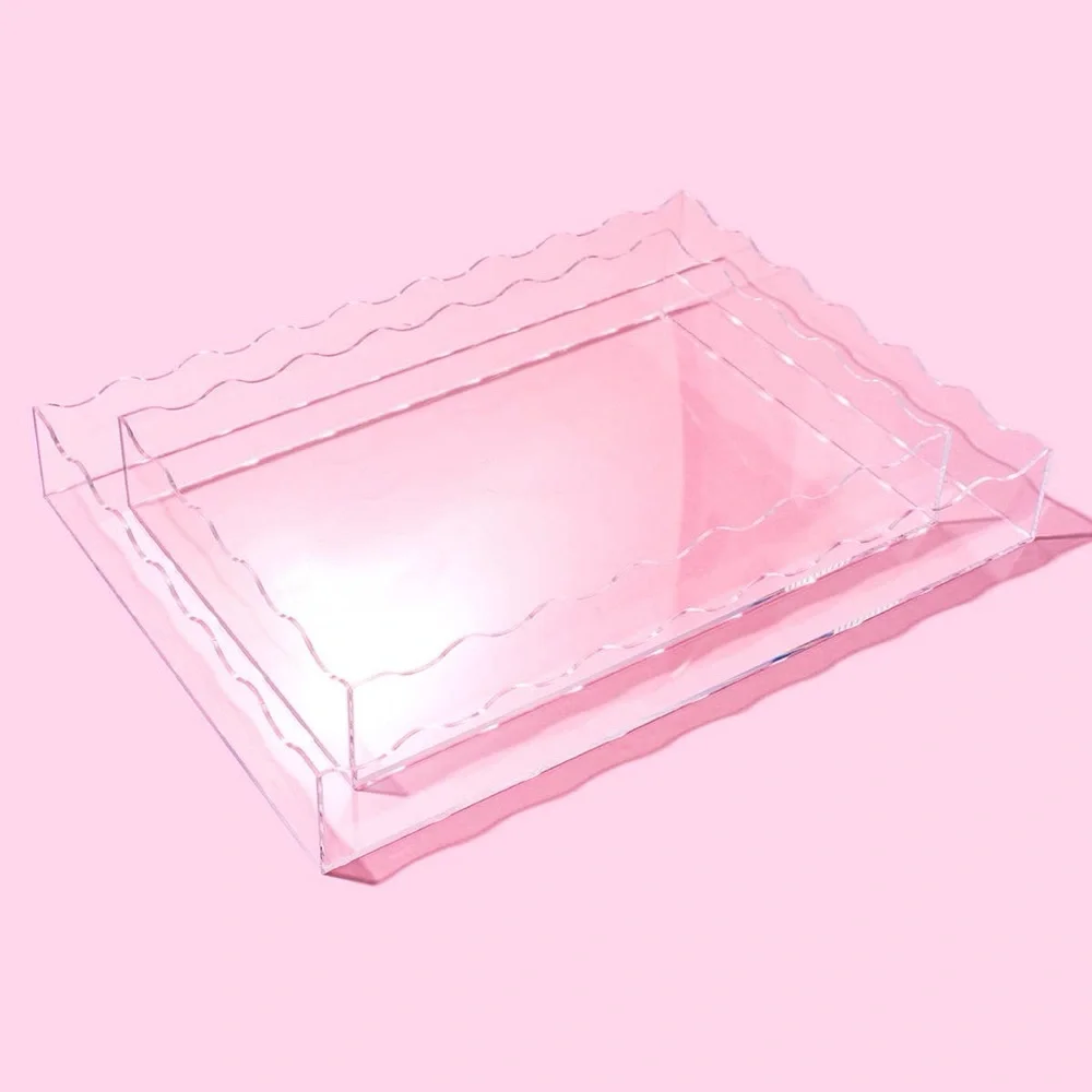 Taylor Elliott Designs Medium Rectangle Clear Wavy Acrylic Tray
